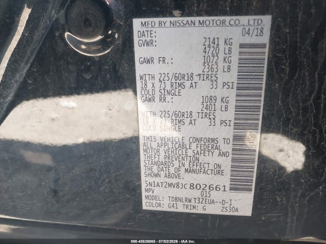 Nissan Rogue Sl 2018 5N1AT2MV8JC802661 Image 9