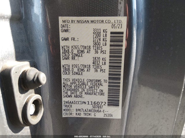 1N6AA1CC1PN116072 Nissan Titan King Cab S 4x4
