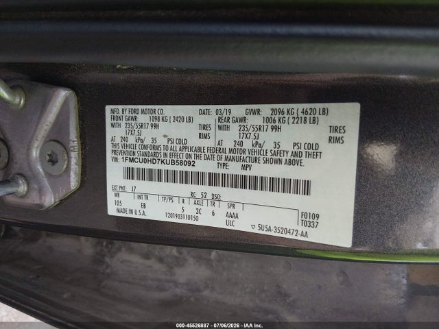 Ford ESCAPE SEL 2019 1FMCU0HD7KUB58092 Image 9