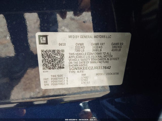 1GNSKEEC2JR317642 Chevrolet Tahoe Commercial Fleet