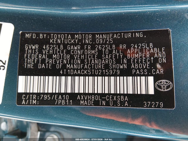 Toyota CAMRY SE 2026 4T1DAACK5TU215979 Image 9