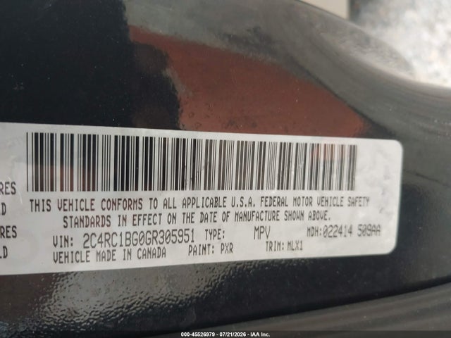 Продаж на аукціоні авто 2016 Chrysler Town & Country Touring, vin: 2C4RC1BG0GR305951, номер лоту: 45526979