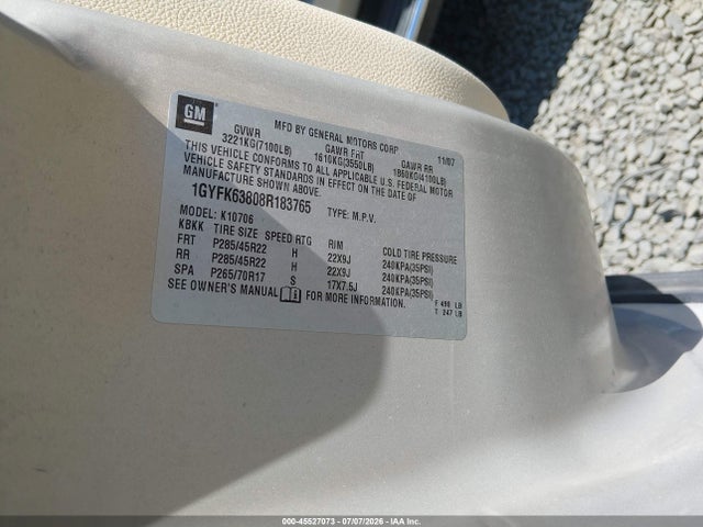 Aukcja sprzedaży 2008 Cadillac Escalade, vin: 1GYFK63808R183765, numer aukcji: 45527073