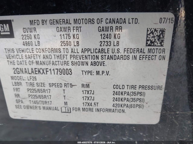 Chevrolet EQUINOX LS 2015 2GNALAEKXF1179003 Image 9