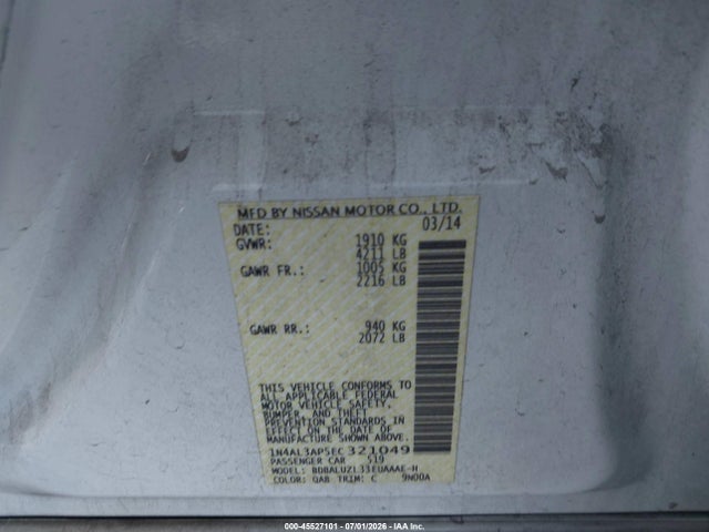 Nissan Altima 2.5 Sv 2014 1N4AL3AP5EC321049 Image 9