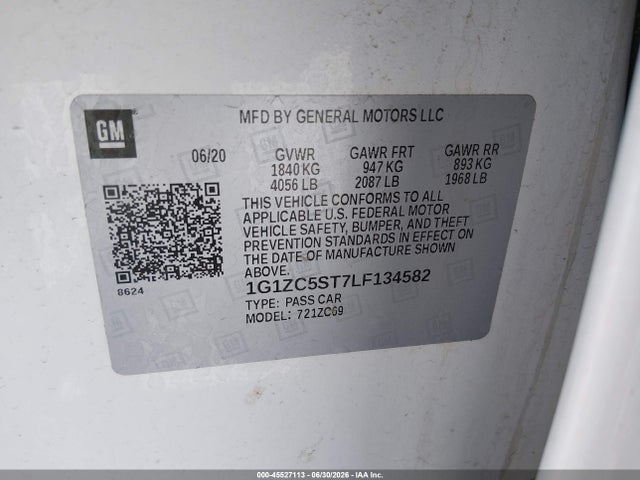 1G1ZC5ST7LF134582 Chevrolet Malibu Fwd 1fl