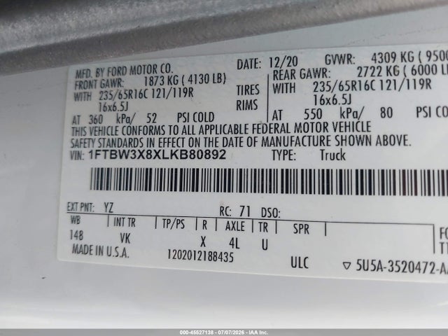 Ford Transit-350 Cargo Van 2020 1FTBW3X8XLKB80892 Image 9
