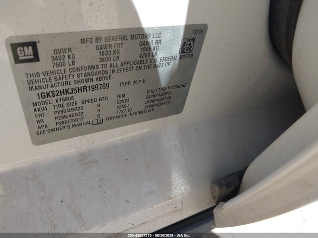 1GKS2HKJ5HR199789 GMC YUKON XL DENALI