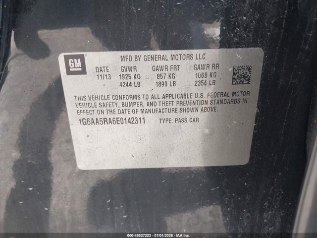 45527222 :رقم المزاد ، 1G6AA5RA6E0142311 vin ، 2014 Cadillac Ats Standard مزاد بيع