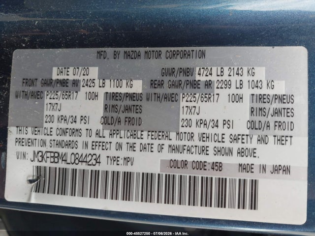 JM3KFBBM4L0844234 Mazda CX-5 SPORT