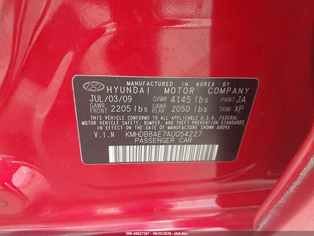 45527267 :رقم المزاد ، KMHDB8AE7AU054227 vin ، 2010 Hyundai Elantra Touring Gls مزاد بيع