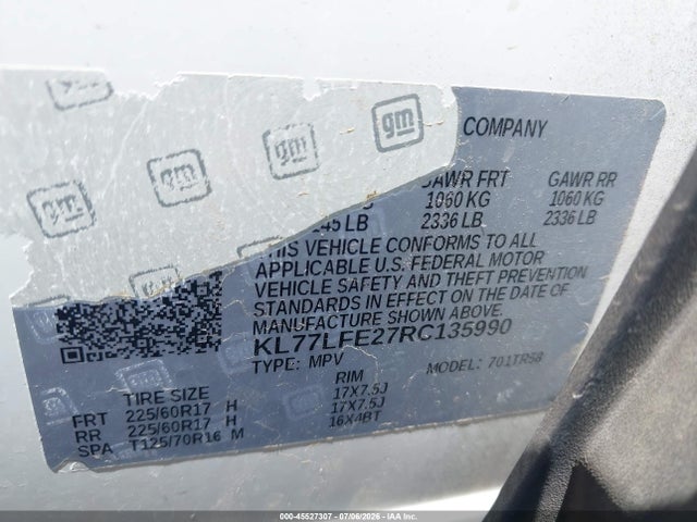 KL77LFE27RC135990 Chevrolet Trax Fwd Sp
