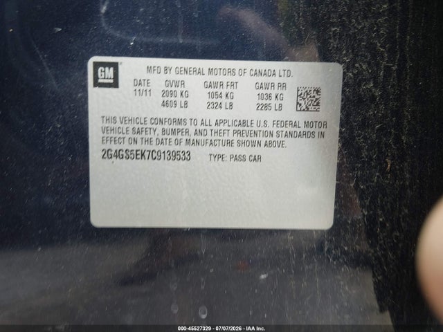Продажа на аукционе авто 2012 Buick Regal Premium 1, vin: 2G4GS5EK7C9139533, номер лота: 45527329