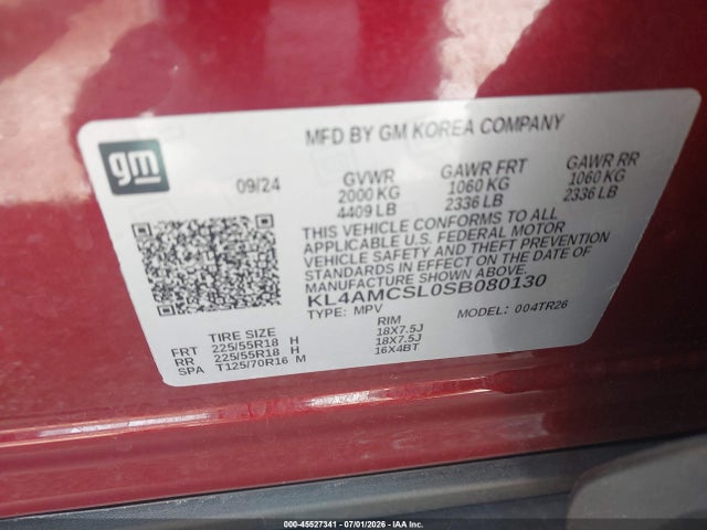 Aukcja sprzedaży 2025 Buick Encore Gx Preferred Awd, vin: KL4AMCSL0SB080130, numer aukcji: 45527341