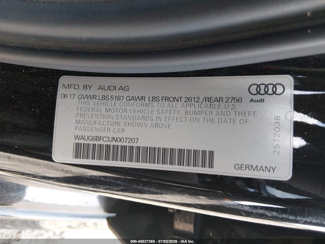 Продажа на аукционе авто 2018 Audi A6 2.0t Premium Plus, vin: WAUG8BFC3JN007207, номер лота: 45527365