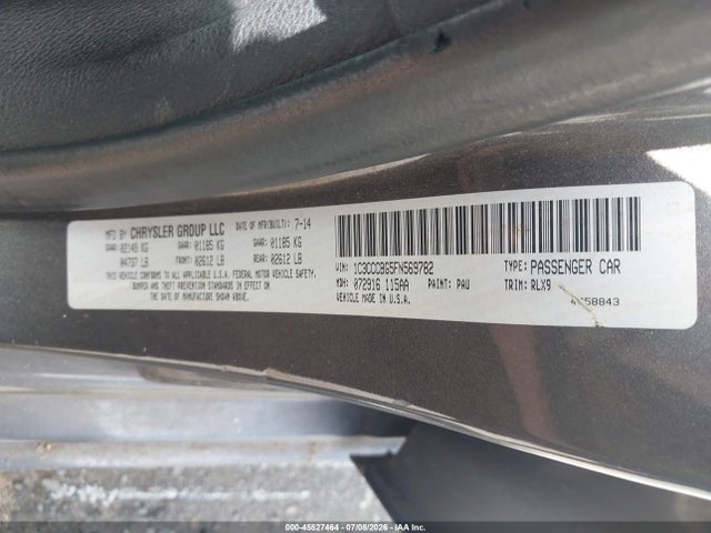 45527464 :رقم المزاد ، 1C3CCCBG5FN569782 vin ، 2015 Chrysler 200 S مزاد بيع