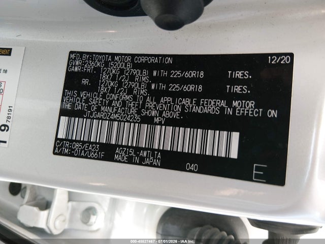 Продаж на аукціоні авто 2021 Lexus Nx 300, vin: JTJGARDZ4M5024235, номер лоту: 45527467