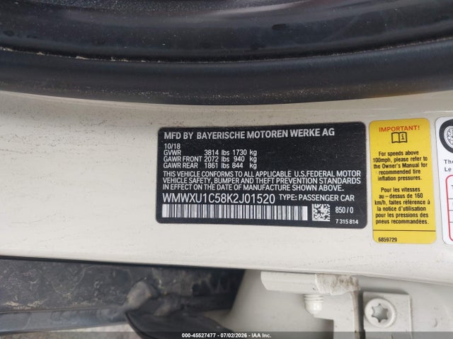WMWXU1C58K2J01520 Mini Hardtop Cooper