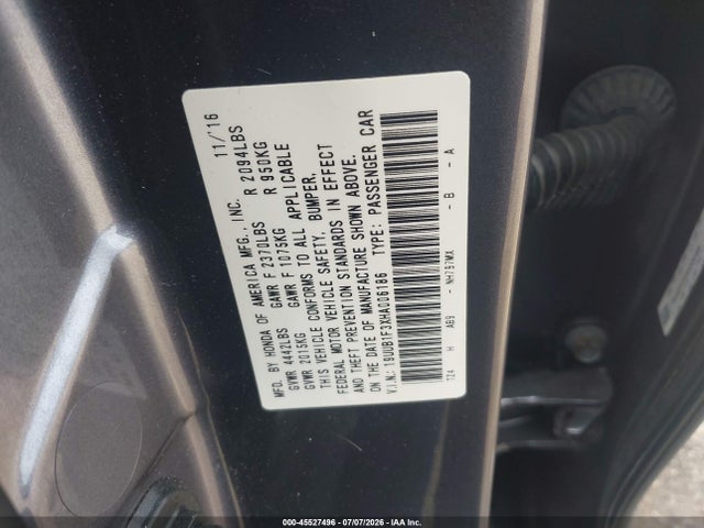 45527496 :رقم المزاد ، 19UUB1F3XHA006186 vin ، 2017 Acura Tlx مزاد بيع