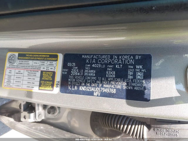 Aukcja sprzedaży 2025 Kia Soul Lx, vin: KNDJ23AU0S7949768, numer aukcji: 45527533