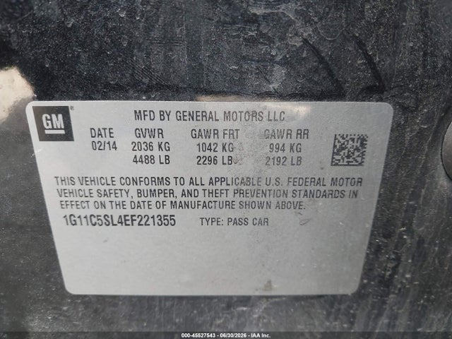 Chevrolet MALIBU 1LT 2014 1G11C5SL4EF221355 Image 9
