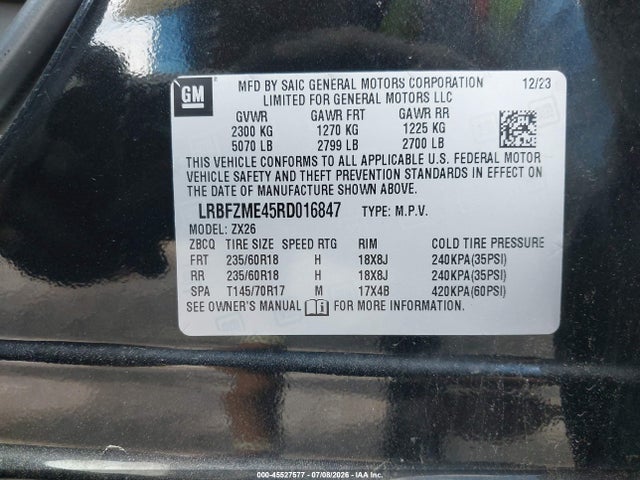 Продаж на аукціоні авто 2024 Buick Envision Preferred Awd, vin: LRBFZME45RD016847, номер лоту: 45527577