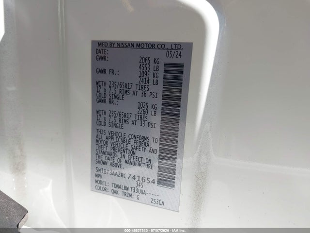 5N1BT3AA2RC741654 Nissan Rogue S Fwd