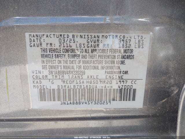 Nissan SENTRA S 2025 3N1AB8BV4SY320259 Image 9