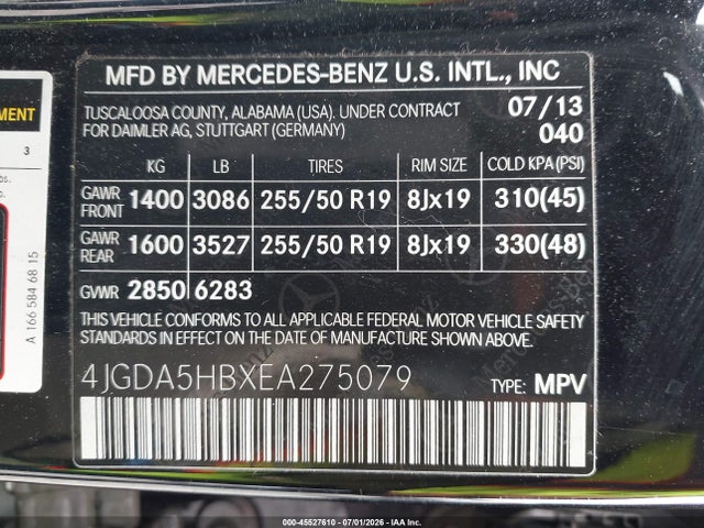 Mercedes-Benz Ml 350 4matic 2014 4JGDA5HBXEA275079 Image 9