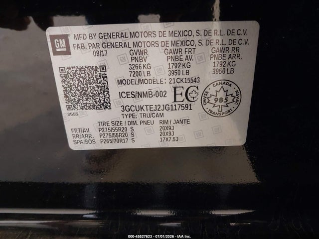 3GCUKTEJ2JG117591 Chevrolet Silverado 1500 High Country
