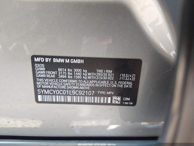 BMW X6 M Competition 2020 5YMCY0C01L9C92107 Image 9
