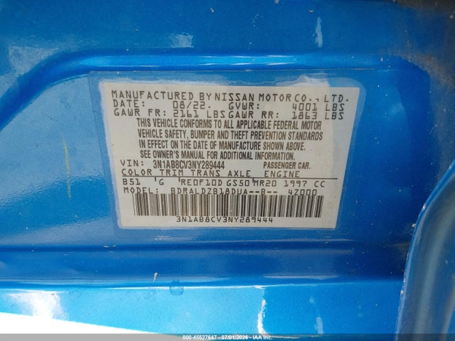 45527647 :رقم المزاد ، 3N1AB8CV3NY289444 vin ، 2022 Nissan Sentra Sv Xtronic Cvt مزاد بيع