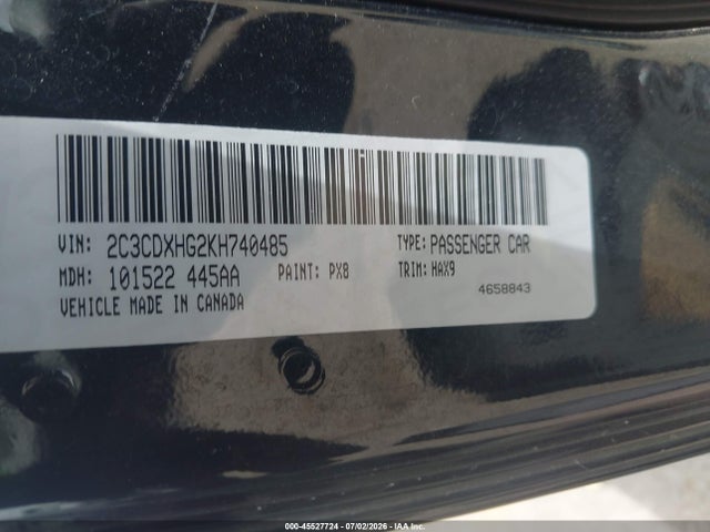 Aukcja sprzedaży 2019 Dodge Charger Gt Rwd, vin: 2C3CDXHG2KH740485, numer aukcji: 45527724