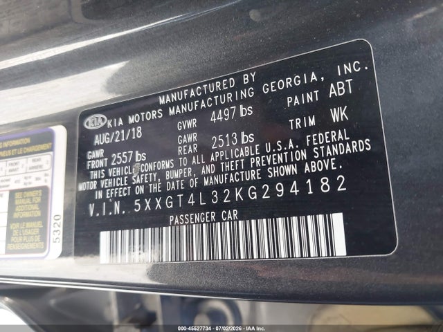 KIA Optima S 2019 5XXGT4L32KG294182 Image 9