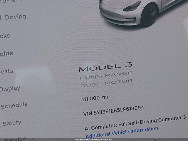 Продажа на аукционе авто 2020 Tesla Model 3 Long Range Dual Motor All-wheel Drive, vin: 5YJ3E1EB5LF618094, номер лота: 45527788