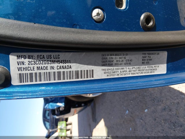 Dodge Challenger Sxt Awd 2021 2C3CDZGG3MH543311 Image 9