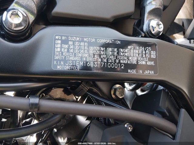 Продажа на аукционе авто 2026 Suzuki Gsx800 Tt, vin: JS1EM16B3T7100012, номер лота: 45527880
