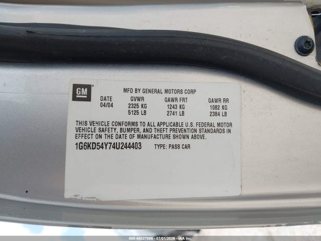 2004 Cadillac Deville Standard მანქანა იყიდება აუქციონზე, vin: 1G6KD54Y74U244403, აუქციონის ნომერი: 45527886