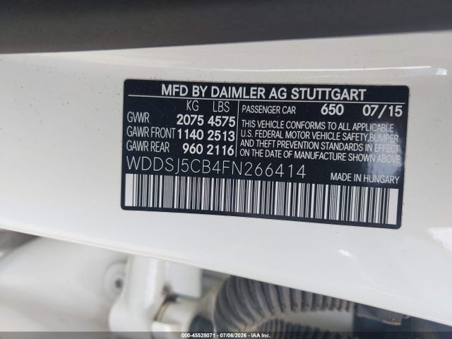 Aukcja sprzedaży 2015 Mercedes-benz Cla 45 Amg 4matic, vin: WDDSJ5CB4FN266414, numer aukcji: 45528071
