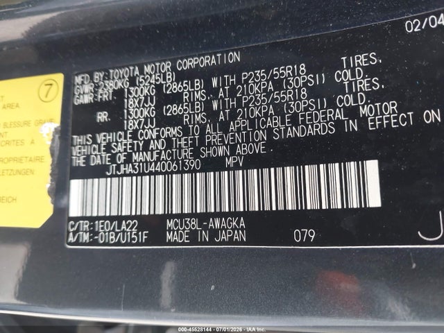 Продажа на аукционе авто 2004 Lexus Rx 330, vin: JTJHA31U440061390, номер лота: 45528144
