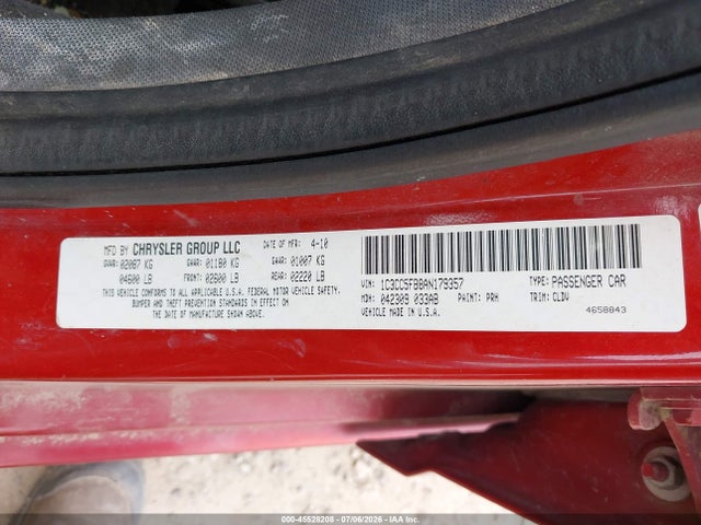Aukcja sprzedaży 2010 Chrysler Sebring Limited, vin: 1C3CC5FB8AN179357, numer aukcji: 45528208