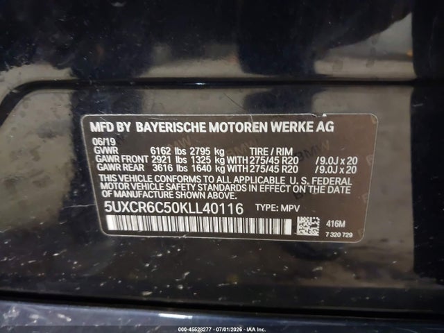Продажа на аукционе авто 2019 Bmw X5 Xdrive40i, vin: 5UXCR6C50KLL40116, номер лота: 45528277