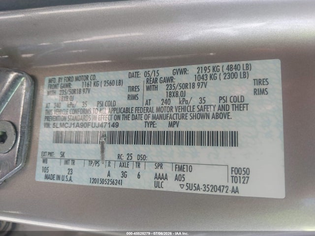 Lincoln MKC 2015 5LMCJ1A90FUJ47149 Image 9