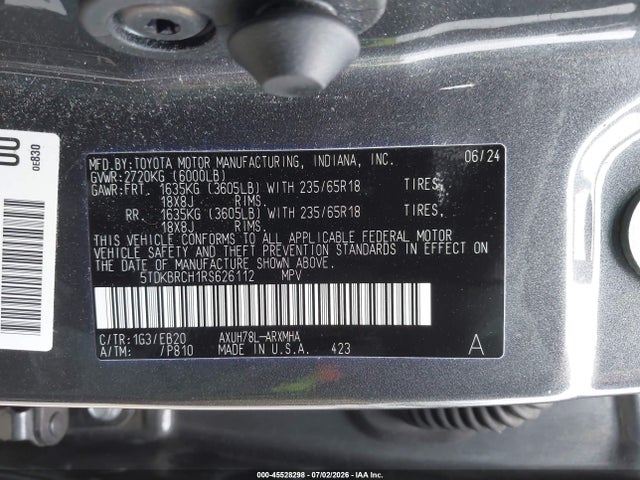 5TDKBRCH1RS626112 Toyota Highlander Hybrid Xle