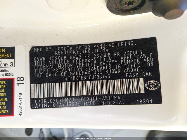 Toyota AVALON LIMITED 2014 4T1BK1EB1EU133445 Image 9