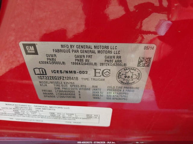 1GT22ZEG2FZ128418 GMC Sierra 2500hd Slt
