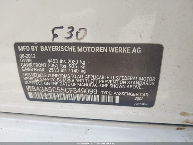 Продажа на аукционе авто 2012 Bmw 328i, vin: WBA3A5C55CF349099, номер лота: 45528410