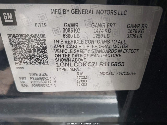 Auction sale of the 2020 Chevrolet Tahoe 2wd Commercial Fleet, vin: 1GNLCDKC7LR116855, lot number: 45528416