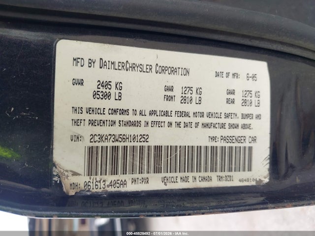 45528492 :رقم المزاد ، 2C3KA73W56H101252 vin ، 2006 Chrysler 300c Srt8 مزاد بيع