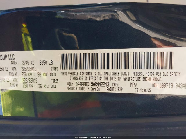 45528501 :رقم المزاد ، 2A4RR8D19AR442243 vin ، 2010 Chrysler Town & Country Touring Plus مزاد بيع